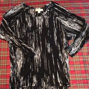 Michael Kors black and white vertical striped top